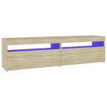 vidaXL Comode TV cu lumini LED, 2 buc., stejar sonoma, 75x35x40 cm
