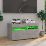 vidaXL Comodă TV cu lumini LED, gri beton, 75x35x40 cm vidaXL Comodă TV cu lumini LED, gri beton, 75x35x40 cm