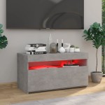 vidaXL Comodă TV cu lumini LED, gri beton, 75x35x40 cm vidaXL Comodă TV cu lumini LED, gri beton, 75x35x40 cm