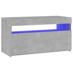 vidaXL Comodă TV cu lumini LED, gri beton, 75x35x40 cm vidaXL Comodă TV cu lumini LED, gri beton, 75x35x40 cm