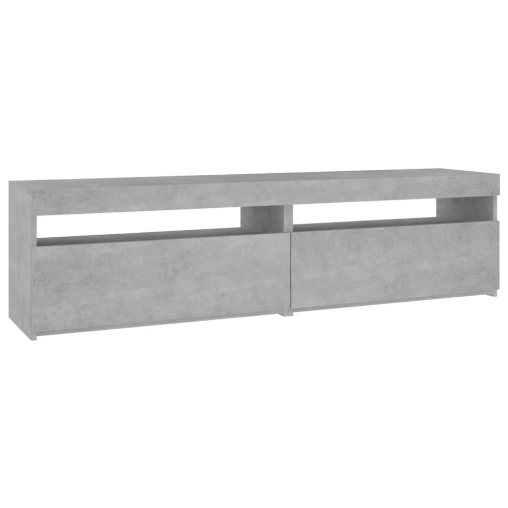 vidaXL Comode TV cu lumini LED, 2 buc., gri beton, 75x35x40 cm