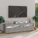 vidaXL Comode TV cu lumini LED, 2 buc., gri beton, 75x35x40 cm