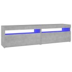 vidaXL Comode TV cu lumini LED, 2 buc., gri beton, 75x35x40 cm