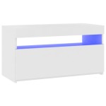 vidaXL Comodă TV cu lumini LED, alb extralucios, 75x35x40 cm