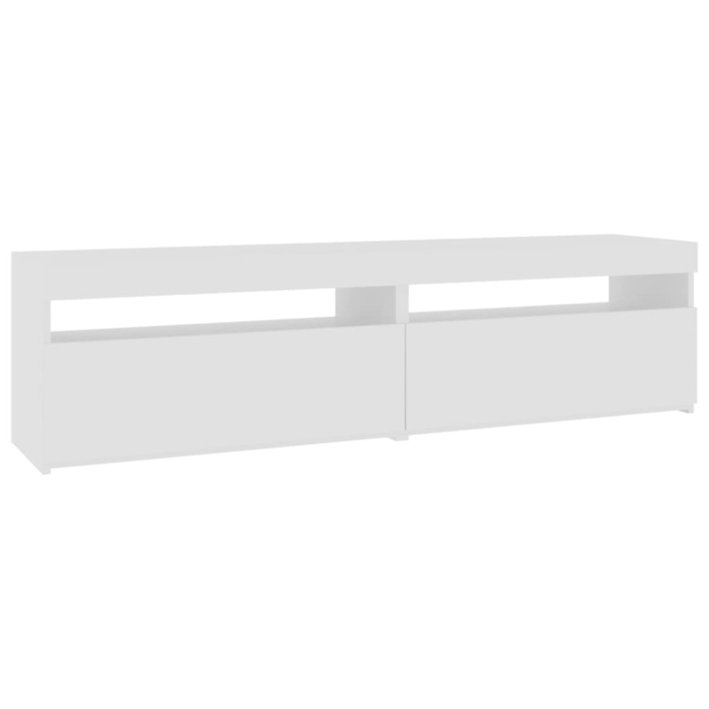 vidaXL Comode TV cu lumini LED, 2 buc., alb extralucios, 75x35x40 cm