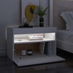vidaXL Comodă TV cu lumini LED, alb, 60x35x40 cm vidaXL Comodă TV cu lumini LED, alb, 60x35x40 cm