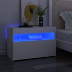 vidaXL Comodă TV cu lumini LED, alb, 60x35x40 cm vidaXL Comodă TV cu lumini LED, alb, 60x35x40 cm