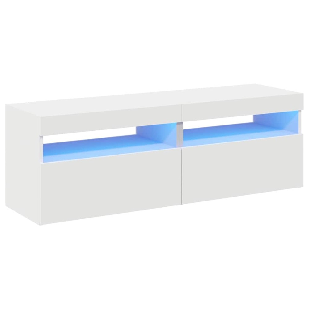 vidaXL Comode TV cu lumini LED, 2 buc., alb, 60x35x40 cm