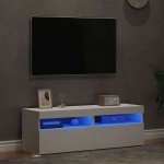 vidaXL Comode TV cu lumini LED, 2 buc., alb, 60x35x40 cm