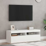 vidaXL Comode TV cu lumini LED, 2 buc., alb, 60x35x40 cm