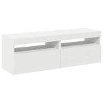 vidaXL Comode TV cu lumini LED, 2 buc., alb, 60x35x40 cm