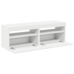 vidaXL Comode TV cu lumini LED, 2 buc., alb, 60x35x40 cm