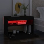 vidaXL Comodă TV cu lumini LED, negru, 60x35x40 cm