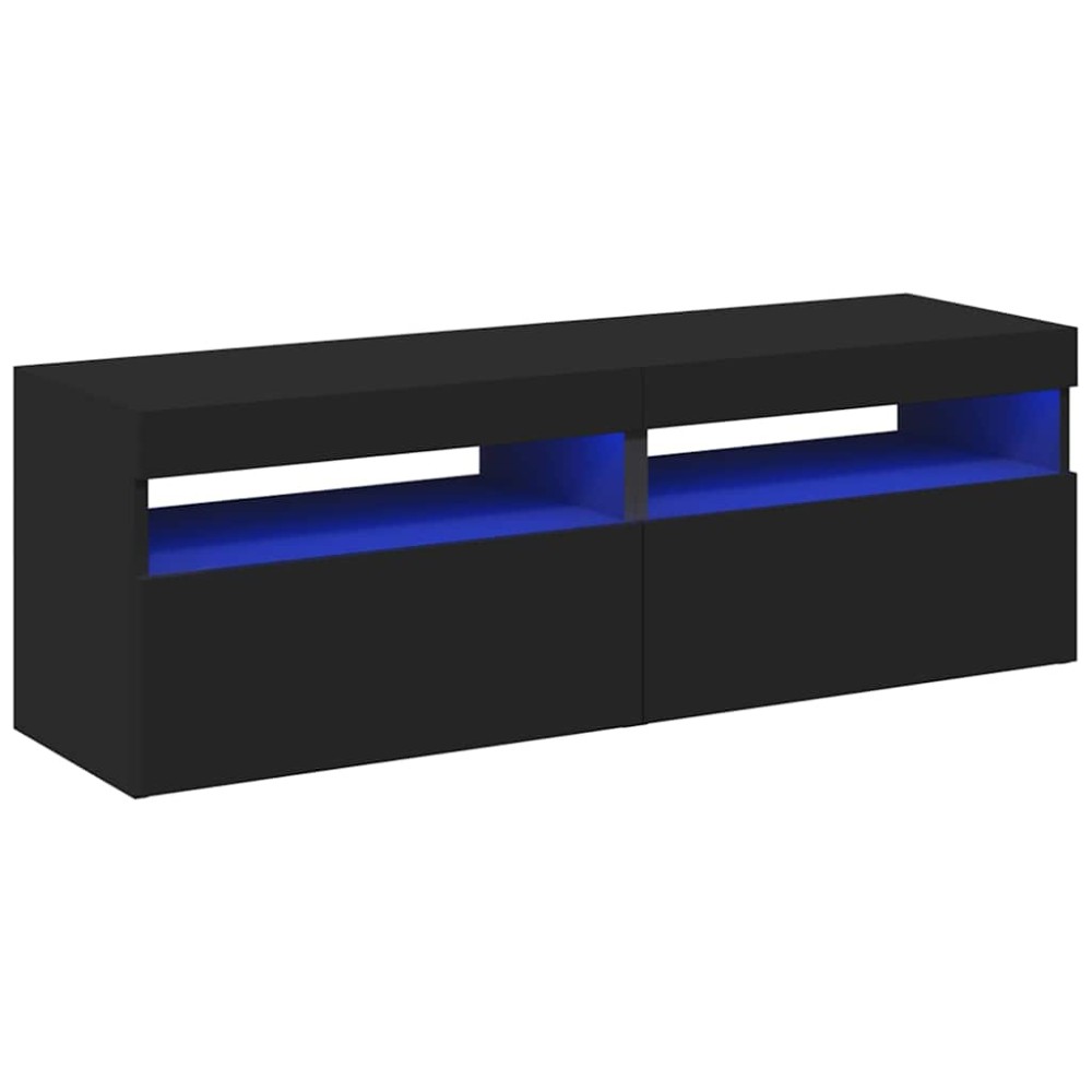 vidaXL Comode TV cu lumini LED, 2 buc., negru, 60x35x40 cm
