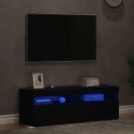 vidaXL Comode TV cu lumini LED, 2 buc., negru, 60x35x40 cm