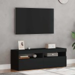 vidaXL Comode TV cu lumini LED, 2 buc., negru, 60x35x40 cm