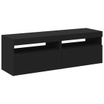vidaXL Comode TV cu lumini LED, 2 buc., negru, 60x35x40 cm