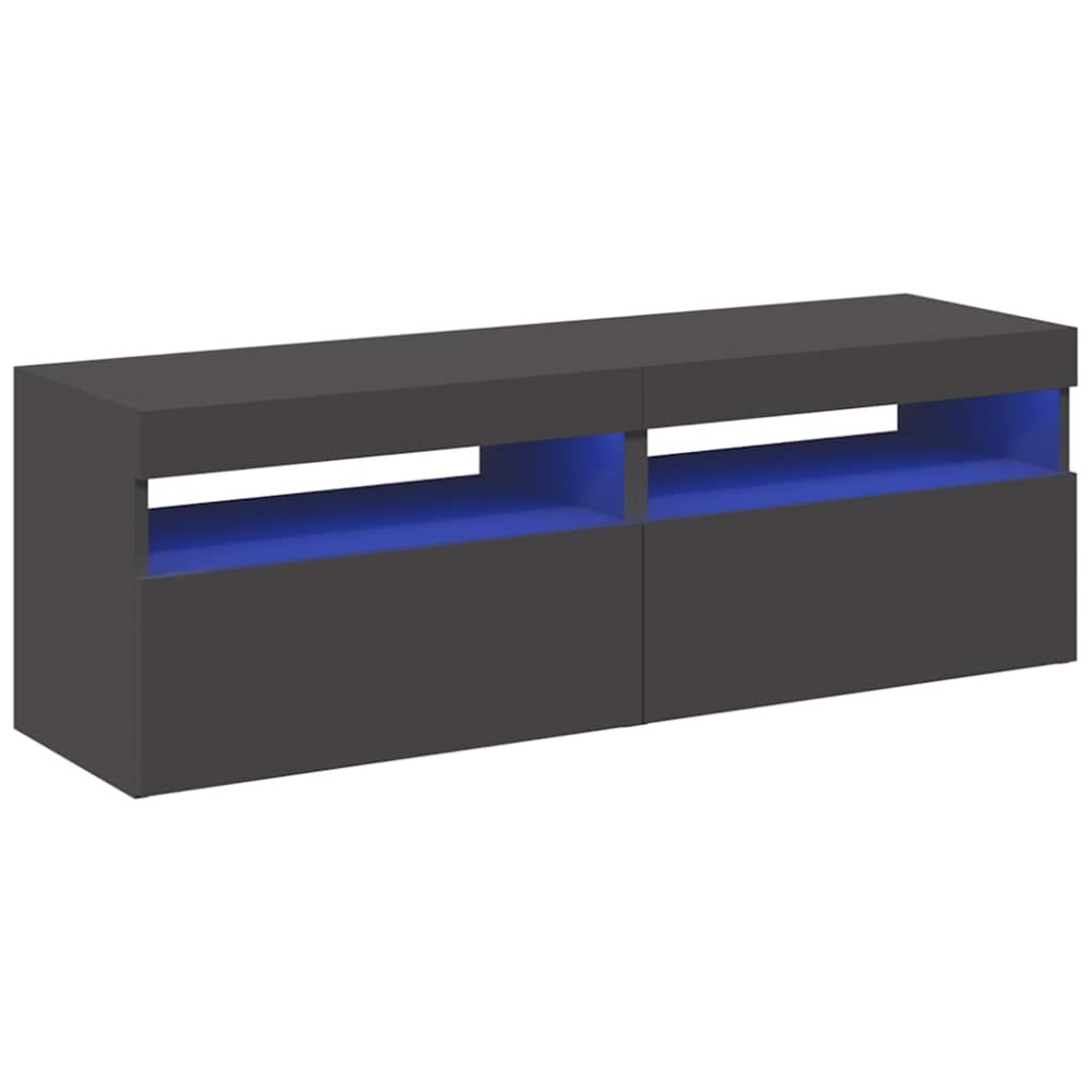 vidaXL Comode TV cu lumini LED, 2 buc., gri, 60x35x40 cm