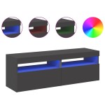 vidaXL Comode TV cu lumini LED, 2 buc., gri, 60x35x40 cm