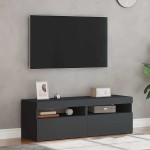 vidaXL Comode TV cu lumini LED, 2 buc., gri, 60x35x40 cm
