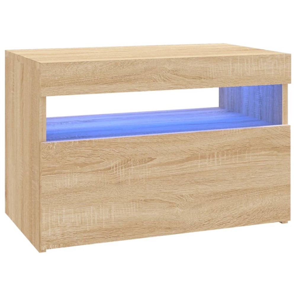 vidaXL Comodă TV cu lumini LED, stejar Sonoma, 60x35x40 cm