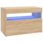 vidaXL Comodă TV cu lumini LED, stejar Sonoma, 60x35x40 cm
