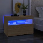 vidaXL Comodă TV cu lumini LED, stejar Sonoma, 60x35x40 cm