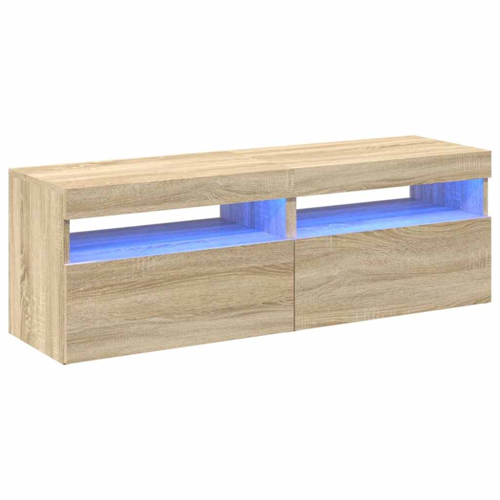 vidaXL Comode TV cu lumini LED, 2 buc., stejar Sonoma, 60x35x40 cm