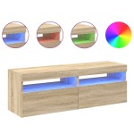 vidaXL Comode TV cu lumini LED, 2 buc., stejar Sonoma, 60x35x40 cm