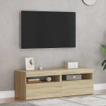 vidaXL Comode TV cu lumini LED, 2 buc., stejar Sonoma, 60x35x40 cm
