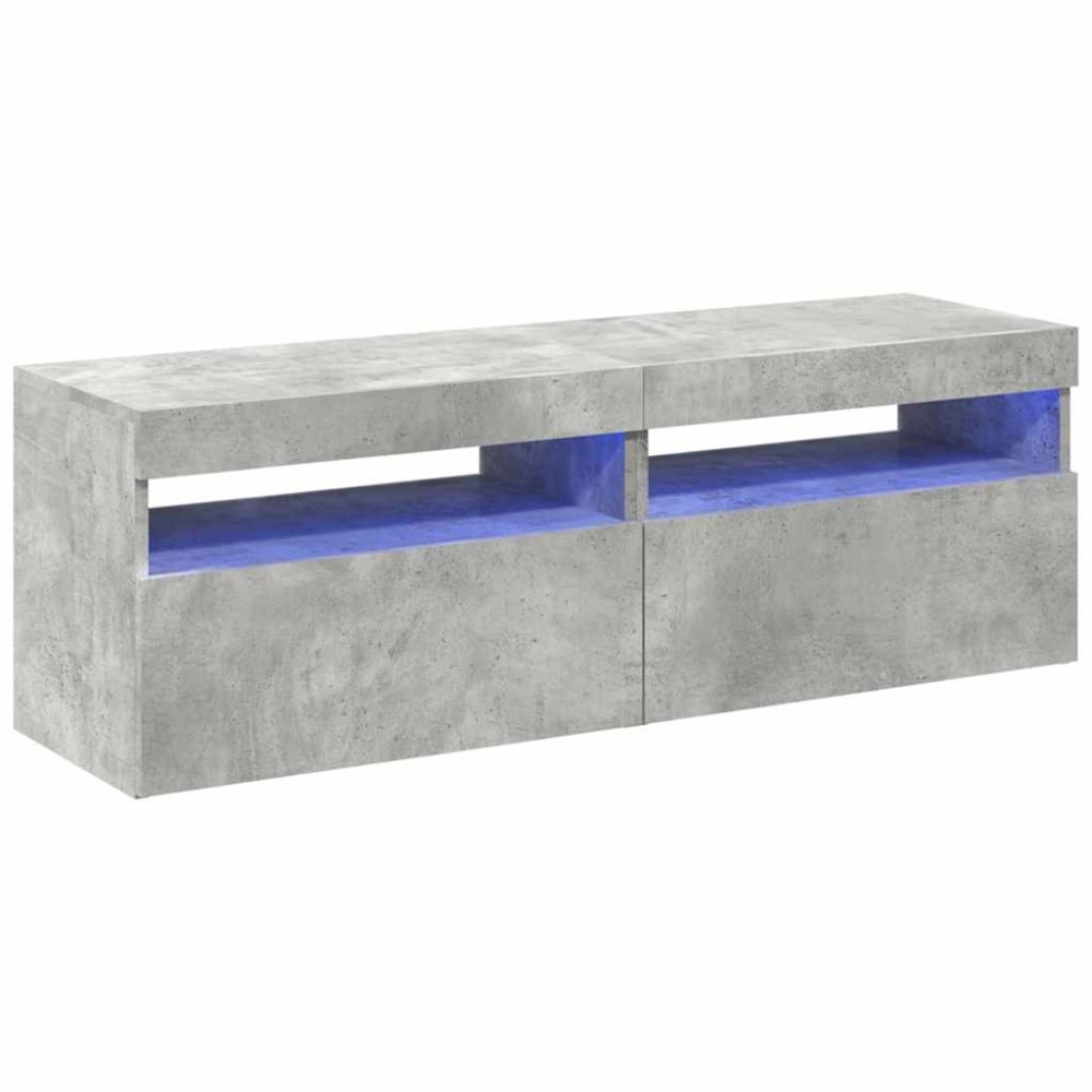 vidaXL Comode TV cu lumini LED, 2 buc., gri beton, 60x35x40 cm