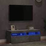 vidaXL Comode TV cu lumini LED, 2 buc., gri beton, 60x35x40 cm