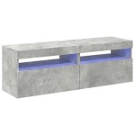 vidaXL Comode TV cu lumini LED, 2 buc., gri beton, 60x35x40 cm