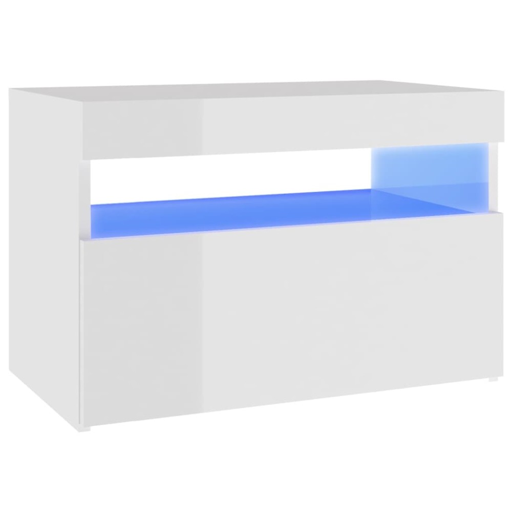 vidaXL Comodă TV cu lumini LED, alb extralucios, 60x35x40 cm