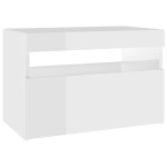 vidaXL Comodă TV cu lumini LED, alb extralucios, 60x35x40 cm