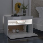 vidaXL Comodă TV cu lumini LED, alb extralucios, 60x35x40 cm