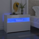 vidaXL Comodă TV cu lumini LED, alb extralucios, 60x35x40 cm