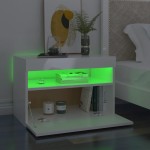 vidaXL Comodă TV cu lumini LED, alb extralucios, 60x35x40 cm