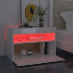 vidaXL Comodă TV cu lumini LED, alb extralucios, 60x35x40 cm
