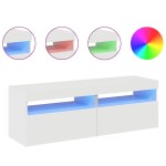 vidaXL Comode TV cu lumini LED, 2 buc., alb extralucios, 60x35x40 cm
