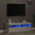 vidaXL Comode TV cu lumini LED, 2 buc., alb extralucios, 60x35x40 cm