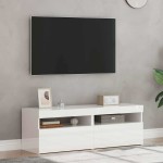 vidaXL Comode TV cu lumini LED, 2 buc., alb extralucios, 60x35x40 cm