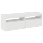 vidaXL Comode TV cu lumini LED, 2 buc., alb extralucios, 60x35x40 cm