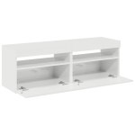 vidaXL Comode TV cu lumini LED, 2 buc., alb extralucios, 60x35x40 cm