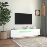 vidaXL Comodă TV cu lumini LED, alb, 160x35x40 cm vidaXL Comodă TV cu lumini LED, alb, 160x35x40 cm