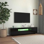 vidaXL Comodă TV cu lumini LED, negru, 160x35x40 cm vidaXL Comodă TV cu lumini LED, negru, 160x35x40 cm