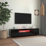vidaXL Comodă TV cu lumini LED, negru, 160x35x40 cm vidaXL Comodă TV cu lumini LED, negru, 160x35x40 cm