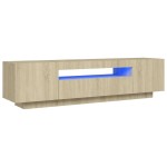 vidaXL Comodă TV cu lumini LED, stejar sonoma, 160x35x40 cm