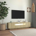 vidaXL Comodă TV cu lumini LED, stejar sonoma, 160x35x40 cm
