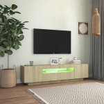 vidaXL Comodă TV cu lumini LED, stejar sonoma, 160x35x40 cm